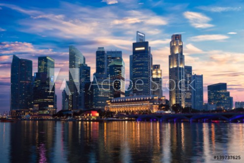 Picture of Singapore skyline in evening